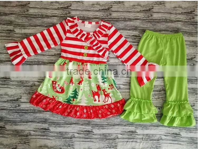 Wholesale Boutique Children Clothing Ruffle Baby Christmas style Clothing Girls Fall Clothes