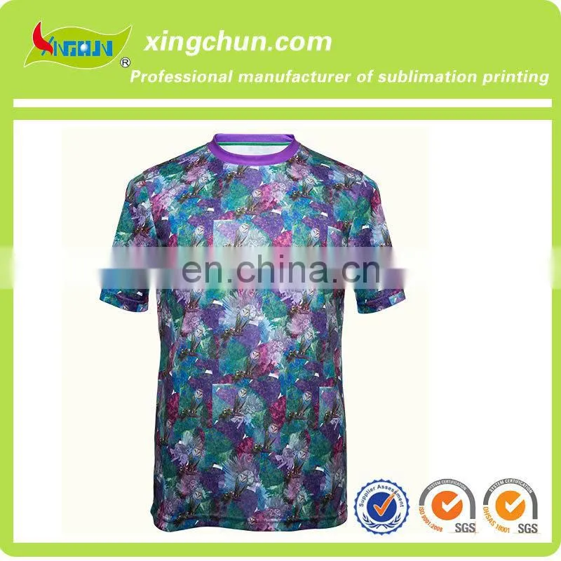 100% Polyester men T-shirt with full colour printing