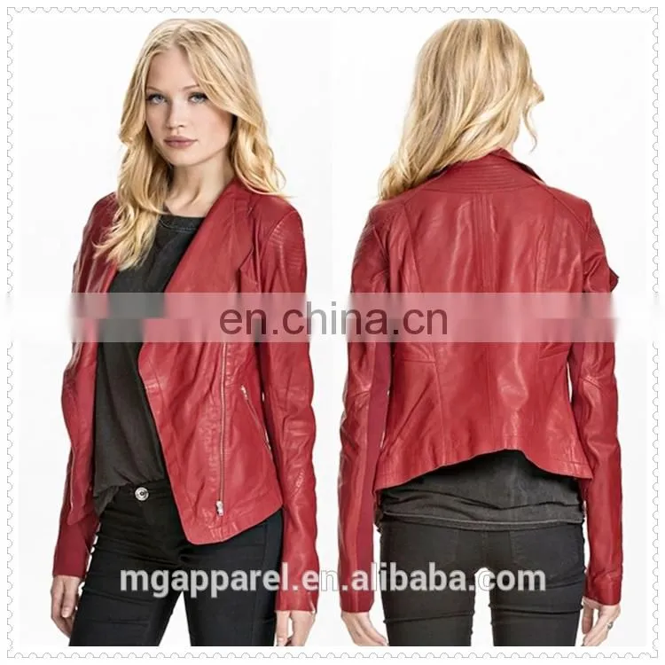 cheap price red leather usa motor jacket for women made in china OEM service