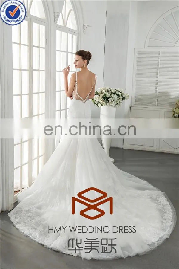 Alibaba HMY-S159 Real Model Customized Sexy Jerset Knit Back See through Corset Lace Bodice Mermaid Wedding Dress 2015