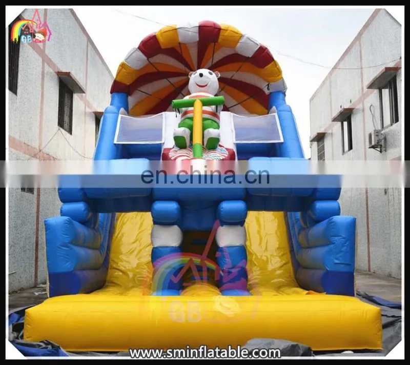 Attractive inflatable bear slide,large dry slide,inflatable double lane slip slide for sale