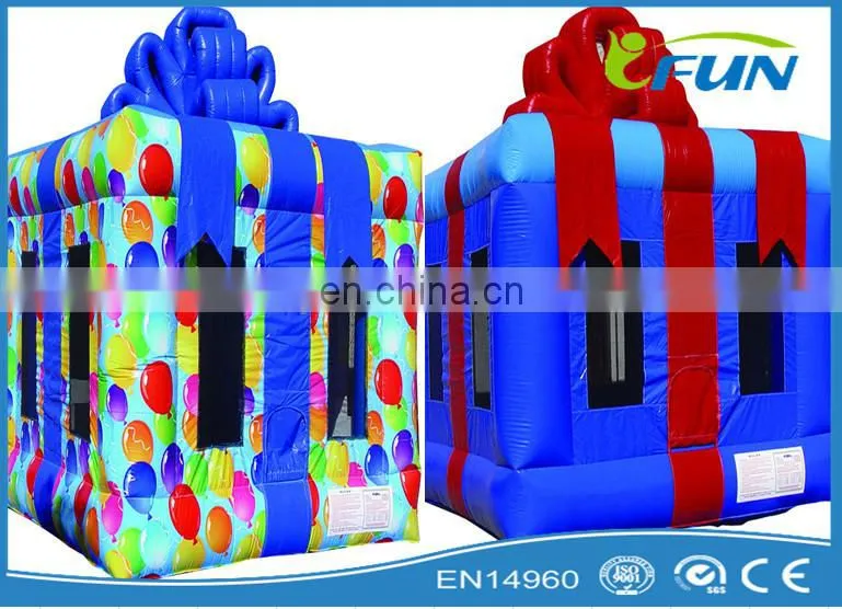 gift box inflatable bouncer for sale/inflatable gift box bouncer/inflatable gift box jumping bouncer