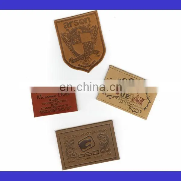 embossed leather patch custom hat label jeans leather label