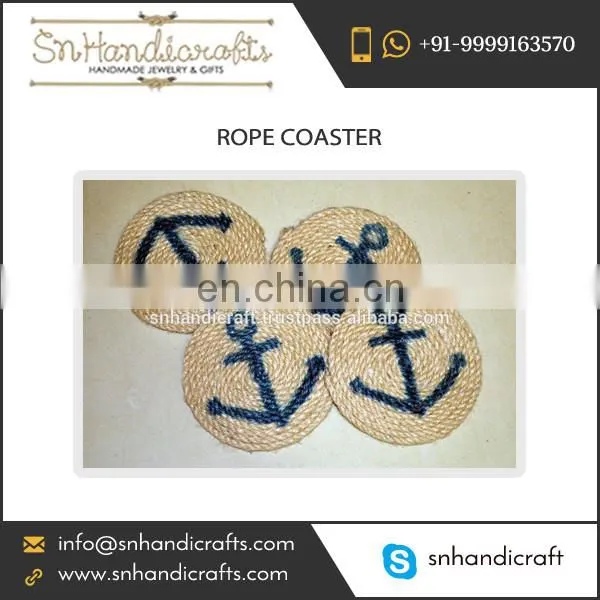 Attractive Design Anchor Printed Jute Rope Coaster at Low Rate