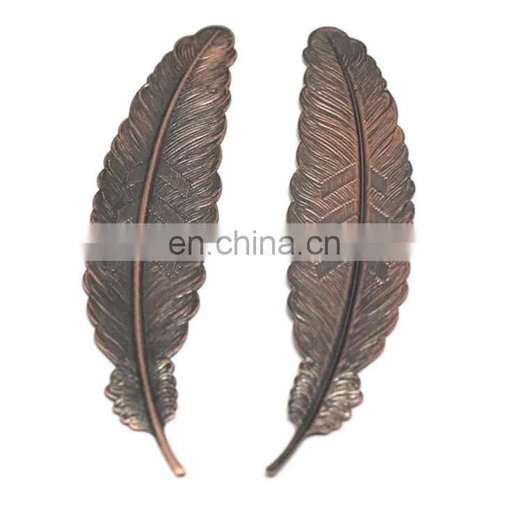 Wholesale Cheap Multi Color Business Gift Custom Classical Style Creative Feather Metal Bookmark