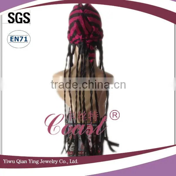 Stripe color headband with attached hair beads braided wig