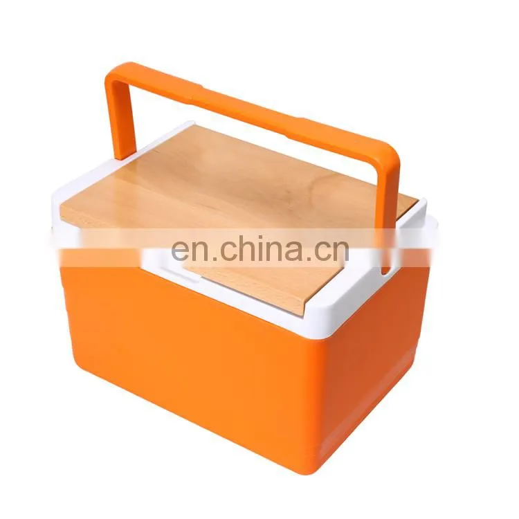 11L pu foam Food grade OEM insulated outdoor picnic cooler box with wooden lid portable cooler box wholesale eco friendly Gint