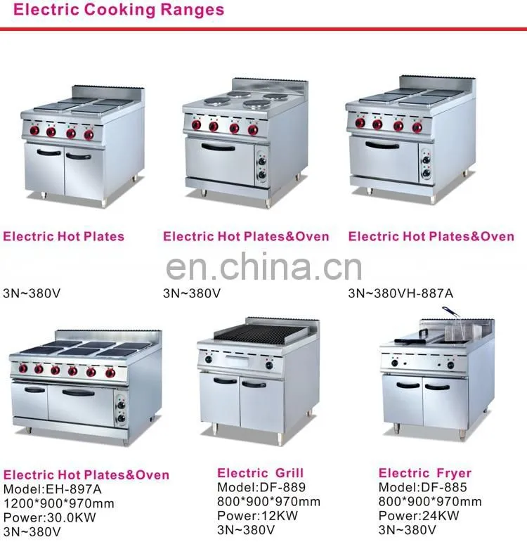 Free Standing Electric Cooking Range with 4 Square Hot Plates with Electric Oven