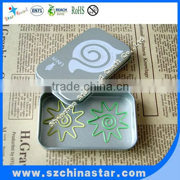 Unique airplane shape paper clips in tin box