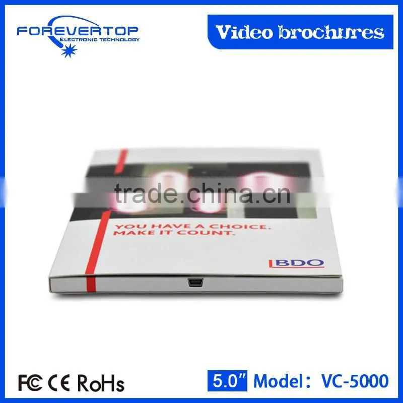 New arrived 5 inch factory price video brochure