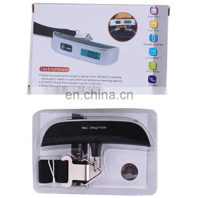 LCD Display Electronic Travel Hanging 50kg Weighting Portable Digital Luggage Scale