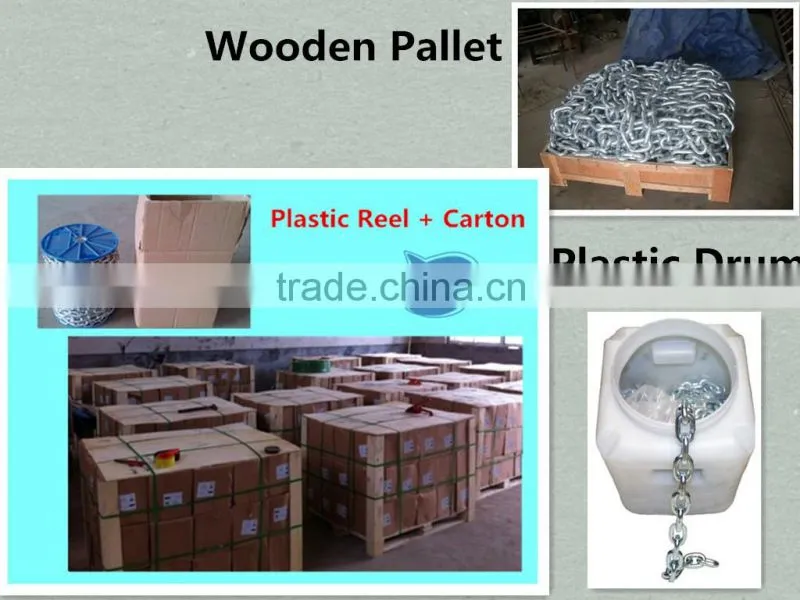 short link welded chain, blue/black plastic spools, zinc plated chain