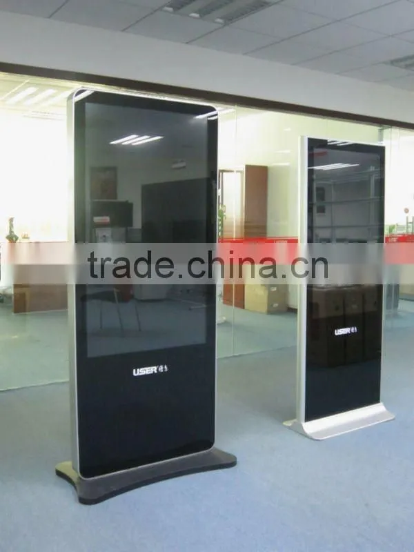 Double side touch screen advertising display with floor stand