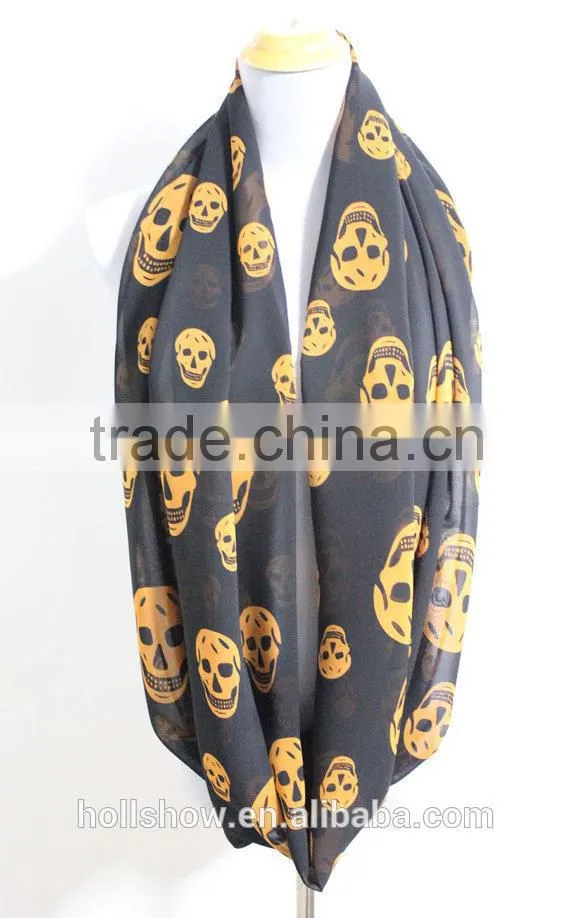 Wholesale Infinity Printed Scarf Fashion Chiffon Skull Scarf