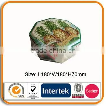 Fashionable polygon shape metal tin box
