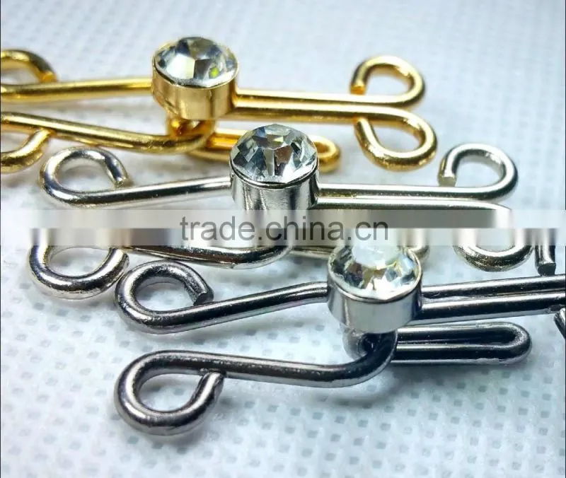 Sedex Audited Factory 2 Pillar rhinestone Metal Hook and Eyes Closures