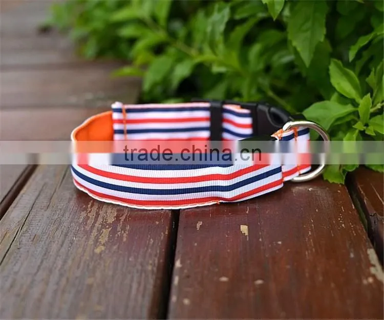 Sailor Stripe LED Luminous Pet Dog Collar 3 size for Large and Small Dogs Puppy LED Flashing Collar Safety Night