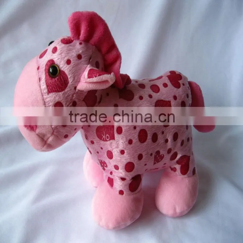 2013 new fashion design pink plush toy horse