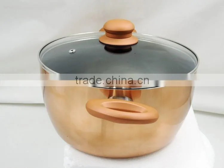 MSF-6690-casserole 24cm Casserole pot with brilliant copper painting heat resistant silicon handles