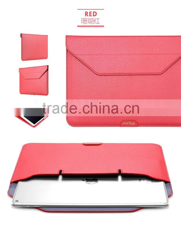 for iPad Pro 12.9 leather Sleeve with kick Stand, Wallet Sleeve Case for Macbook 12 inch, Ultrathin Carrying Bag with Stand