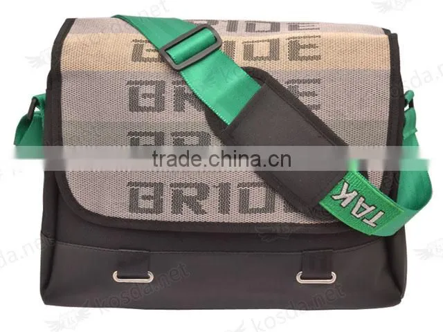 2016 New Cheap Classic Green and Black Belt Harness Canvas Racing Backpack Laptop Bag,Shoulder Car Backpack Bag