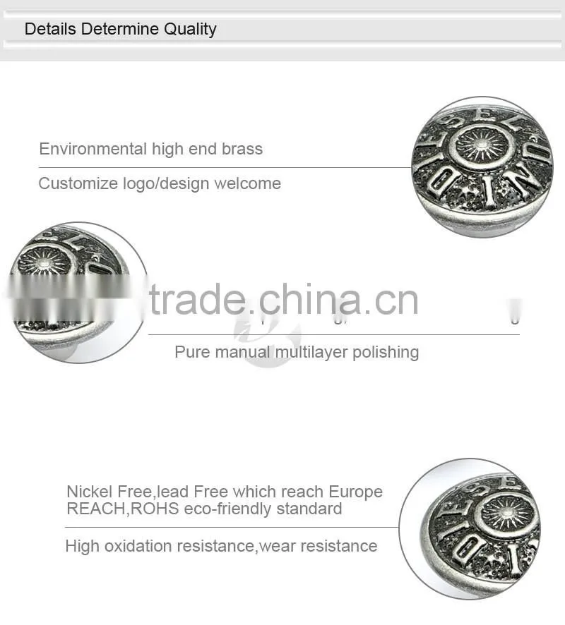 High Quality Brass Custom Metal Button Jeans
