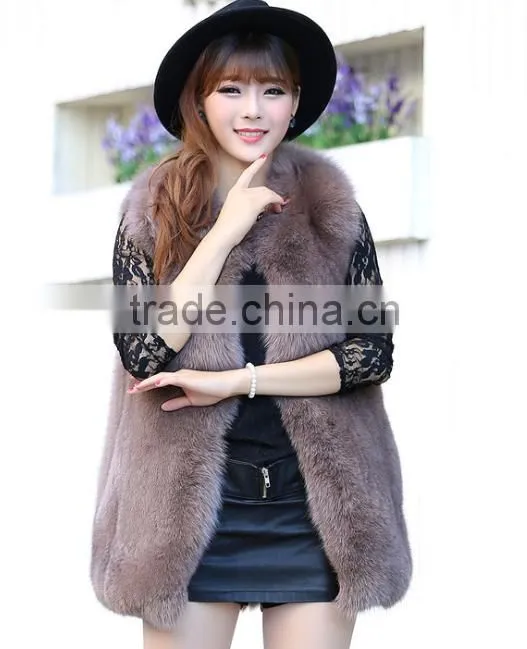 2015 fashional hot sale fox fur vest for women