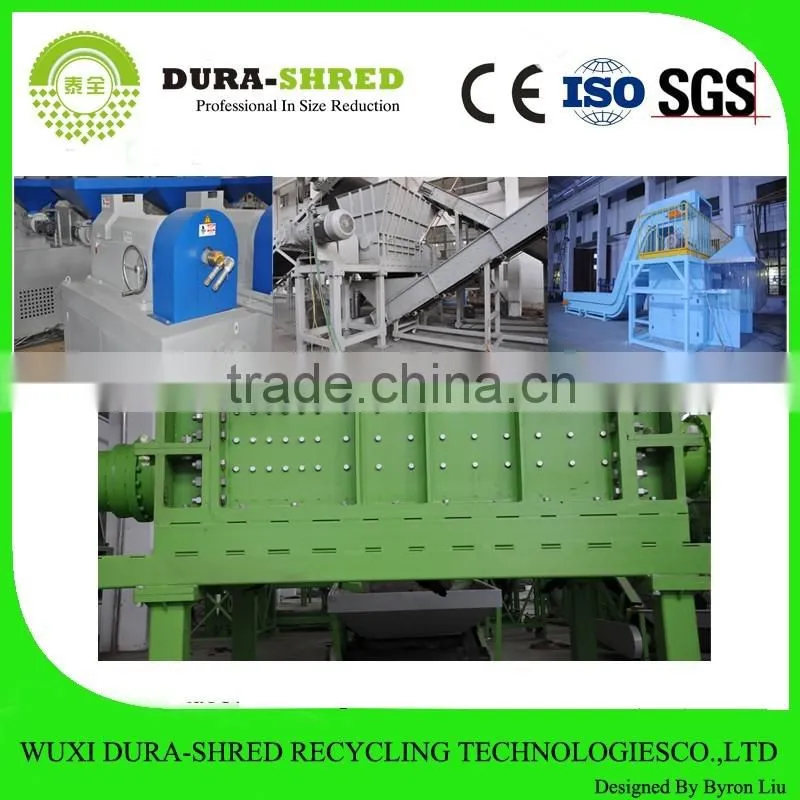 Dura-shred special designed tires and wood shredder machine