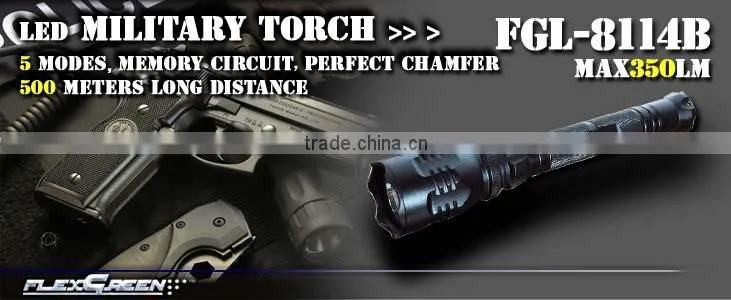 Military long distance 4400mAh 3W Q5 LED 2x18650 rechargeable flashlights
