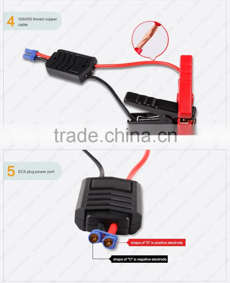 High Quality CE FCC ROHS OEM mini emergency portable jump starter with smart booster cable