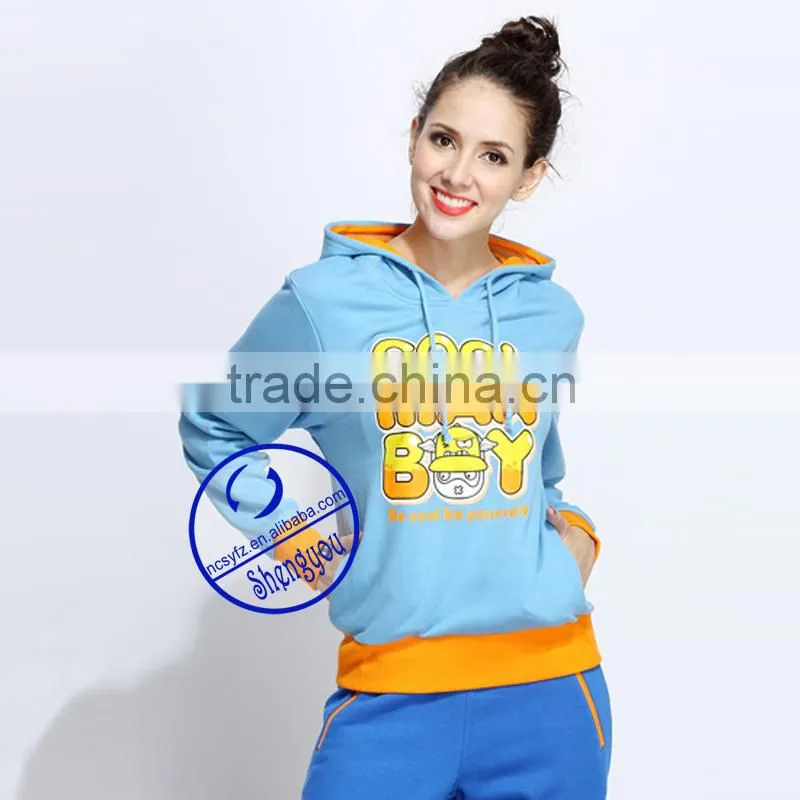 2015 custom plain women hoodies with cute printing