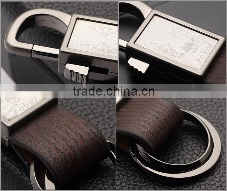 Sliding Hook Metal Handmade Leather Keyring