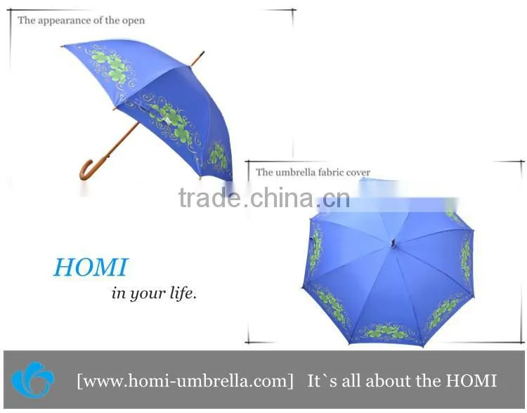 J Hook Wooden Handel Umbrella Promotional Custom Logo