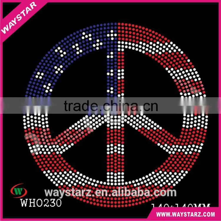 American Flag With Peace Logo Rhinestone Transfers Wholesale
