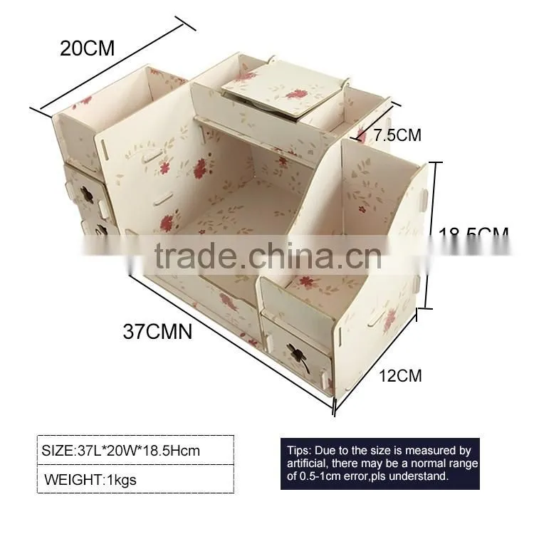 China home&office eco-friendly foldable wooden/plastic desktop storage box