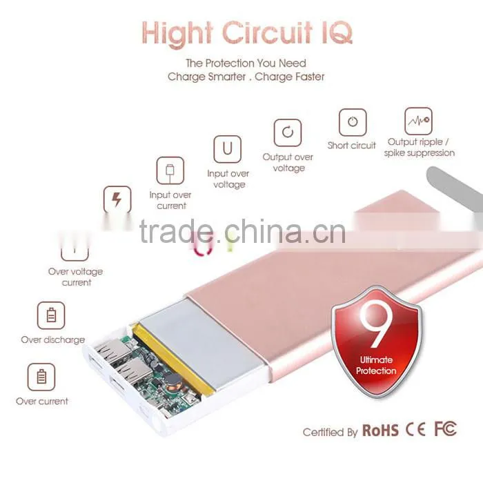 Wholesale Latest Mobile Portable Power Bank 10000mAh PromotionRose Golden