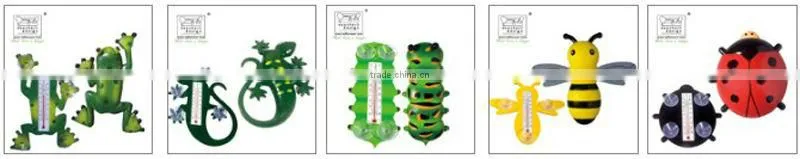 designed hand painted frog shape plastic window thermometer