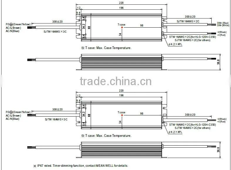 Mean well HLG-120H-C350 120W led driver with PFC 350ma 120w LED dimming driver 120w 350ma led driver