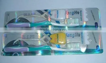 Tooth brush with dental floss pick set