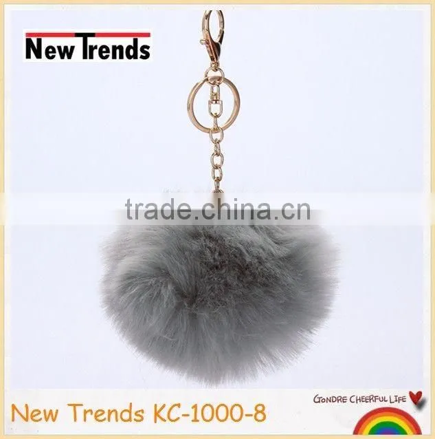 Solid colors 12 cm rabbit fur ball key chain