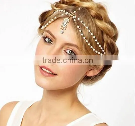 Women Fashion Vintage Gothic Luxury Rhinestone Head Chain Jewelry Headband Head Piece Hair band