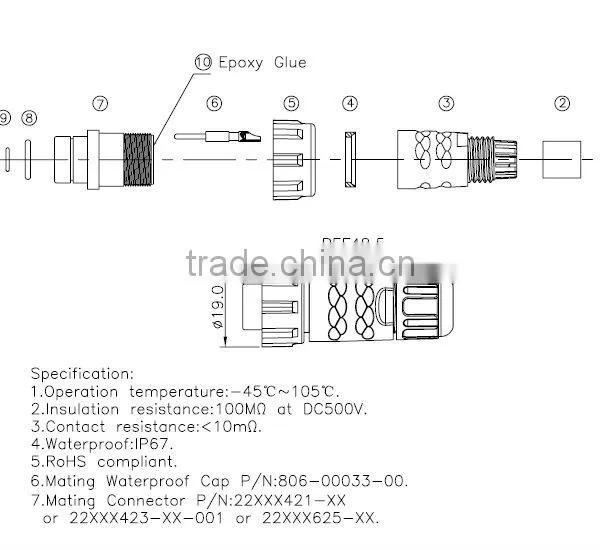6pin ip67 waterproof connector