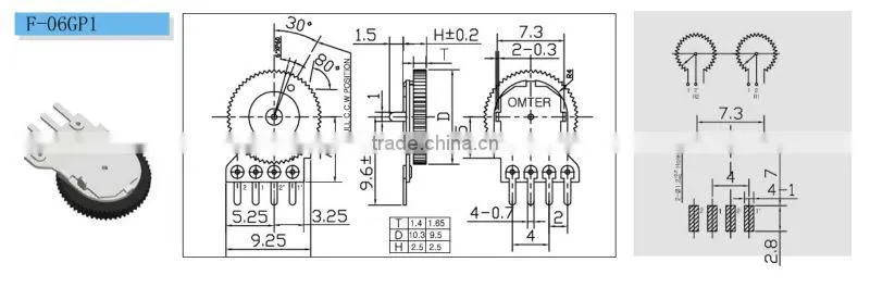 9mm Rotary Potentiometer Thumbwheel Driving Potentiometer F-06GP1