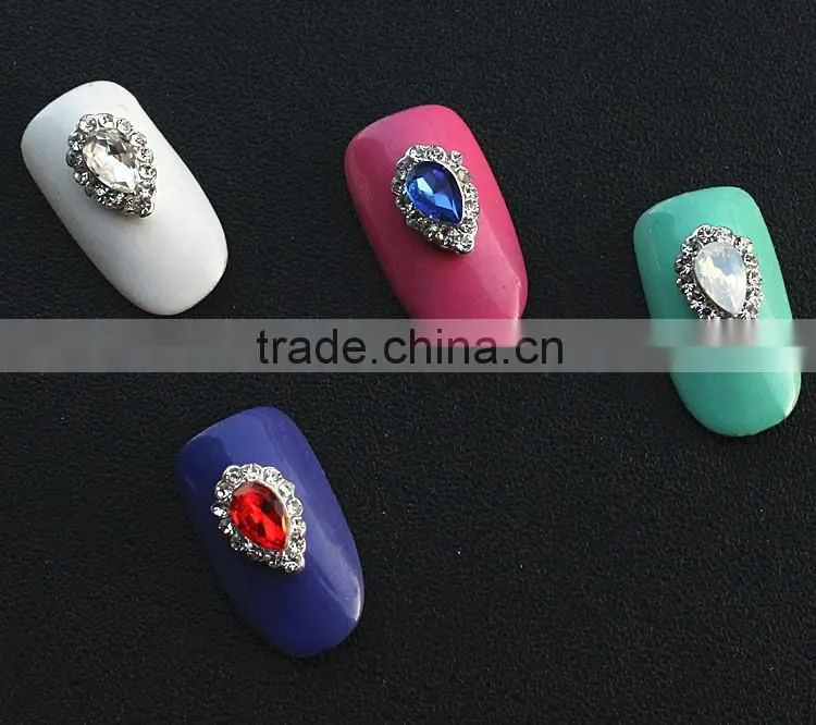 perfume bottle big stone drop shape metal jewelry for nail decorator