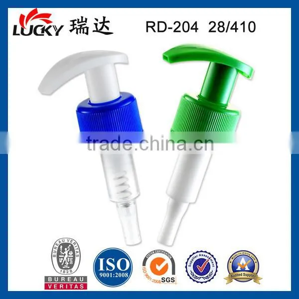 28mm plastic left right lock lotion pump ribbed closure hand shampoo pump