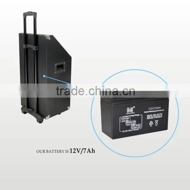 Hoxen patent solar energy trolley speaker with Bluetooth ,wireless MIC, USB,SD,FM Radio,L-72
