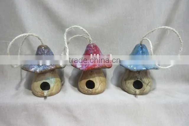decorative Garden painted Ceramic hanging bird house