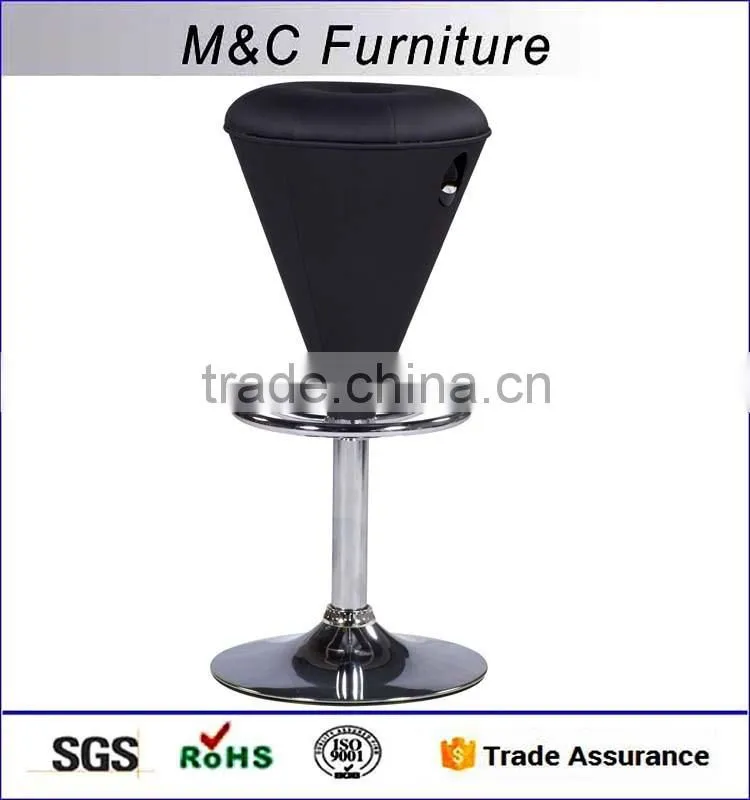 Black pu adjustable tall bar chair with footrest