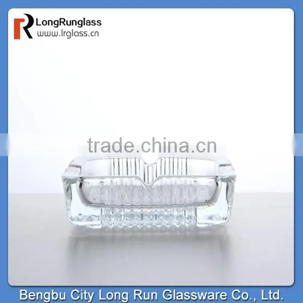 LongRun classico design vertical stripes carved square glass ashtray