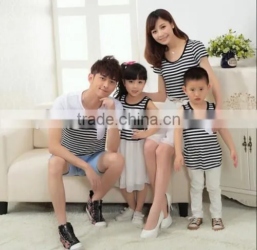 2015 Factory Direct High Quality Family Suit Summer Korean New Style Fashion Family Clothing Set